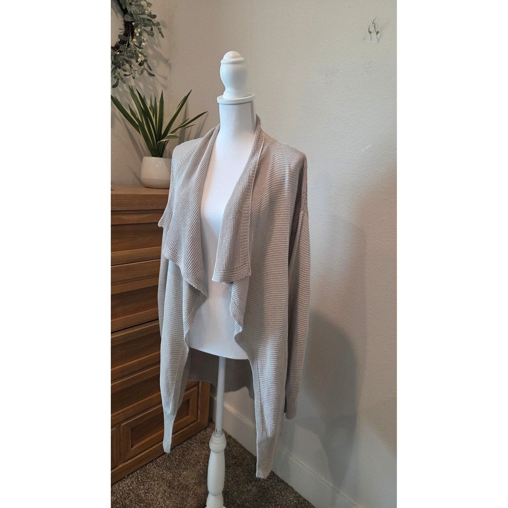 Banana Republic Waterfall Cardigan Italian Linen Draped Beige Coastal Medium - Picture 9 of 14